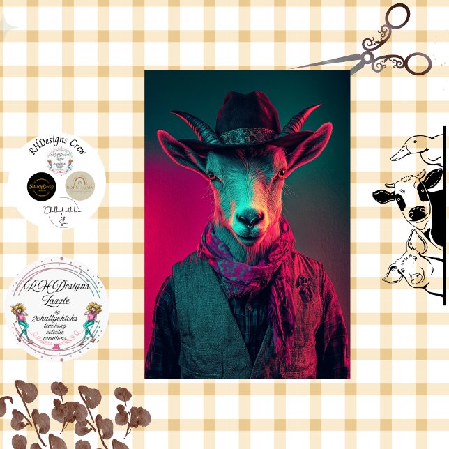 Dekoupage Lebhaftes Foto der Bauer Ziege Seidenpapier (Von Creator hochgeladen)