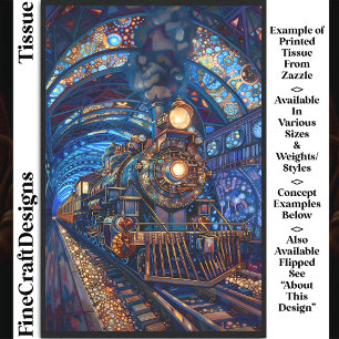 Dekoupage Magischer Steampunk-Zug Faux-Mosaik 065 Seidenpapier