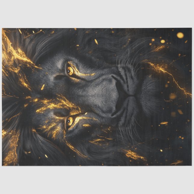 Dekoupage Majestic Lion mit mystischen Effekten Seidenpapier (Vorderseite)