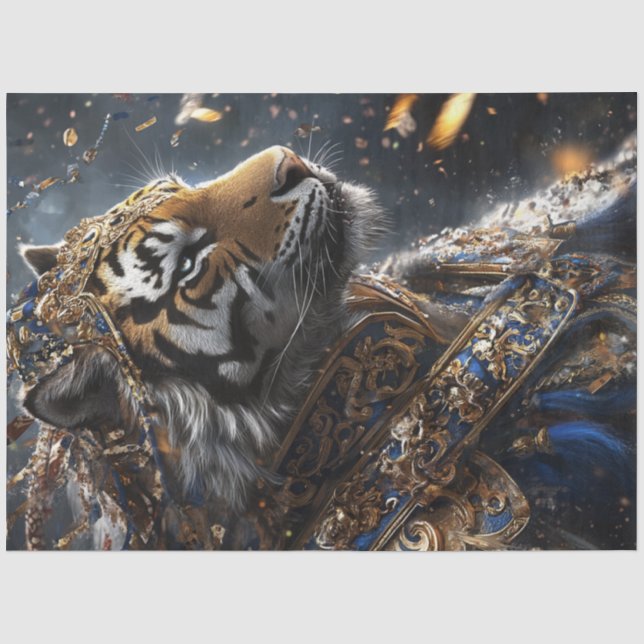 Dekoupage Majestic Royal Lion in Armor Seidenpapier (Vorderseite)