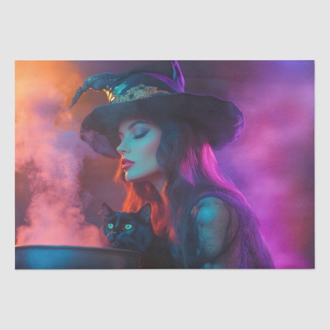 Dekoupage Mystical Hexches' Cauldron Brew & Cat Seidenpapier (Vorderseite)