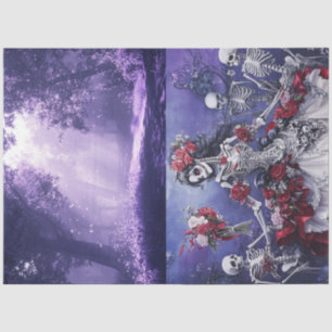 Dekoupage Mystical Lila Hue Forest & Skeletts Seidenpapier