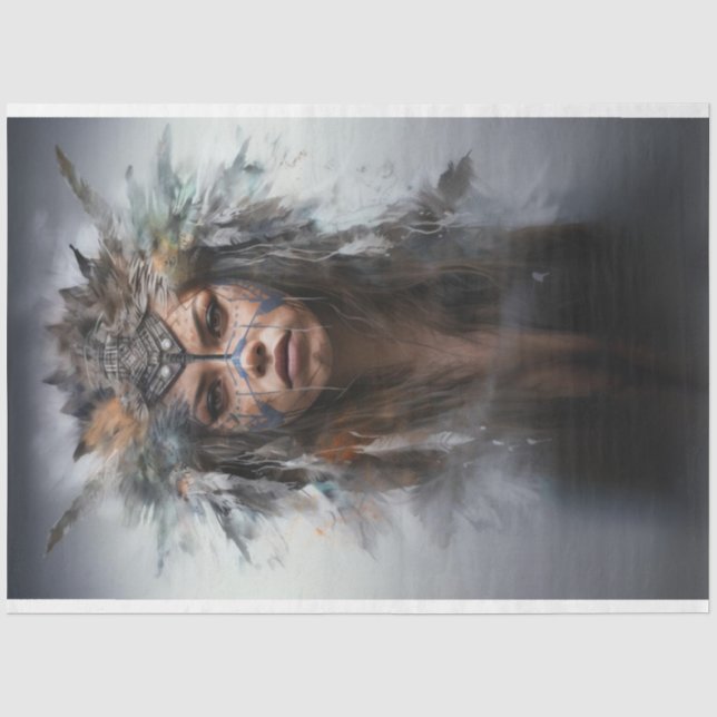 Dekoupage Native American Woman Dakota Sioux Seidenpapier (Vorderseite)