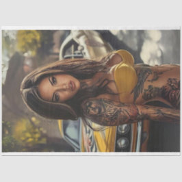 Dekoupage Nostalgic Muskel Auto Schöne Frauen Seidenpapier
