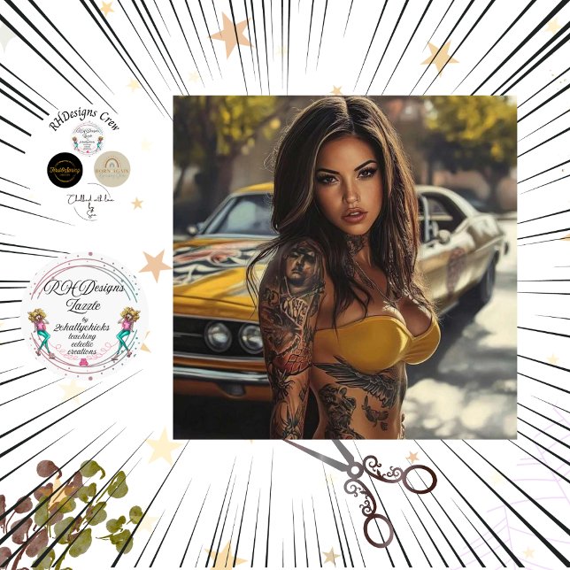 Dekoupage Nostalgic Muskel Auto Schöne Frauen Seidenpapier (Von Creator hochgeladen)