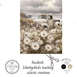 Dekoupage Nostalgic White Truck Field Daisies Seidenpapier