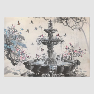 Dekoupage of Chinese Fountain Art Tinte Seidenpapier
