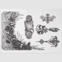 Dekoupage Paper von mehreren Schwarzweiß-Motiven