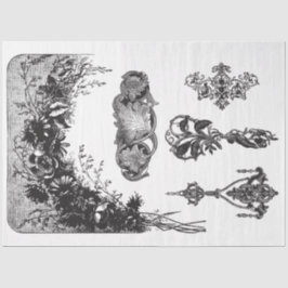 Dekoupage Paper von mehreren Schwarzweiß-Motiven Seidenpapier