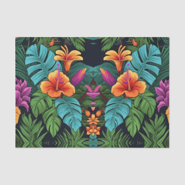 Dekoupage Paper von Serene Blue Tropical Blume Seidenpapier (Vorderseite)