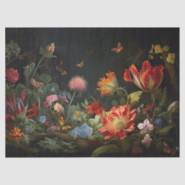 Dekoupage Paper - Whimsistische Wildblumen Seidenpapier (Vorderseite)