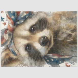Dekoupage Patriotic Raccoon mit Flag Bandana Seidenpapier