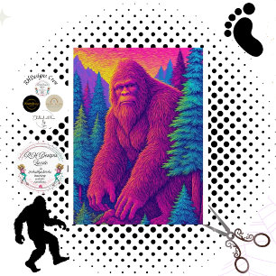 Dekoupage Psychedelischer Bigfoot Magenta Fell Seidenpapier
