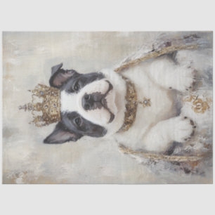 Dekoupage Royal Bulldog Gemälde mit Kronen Seidenpapier