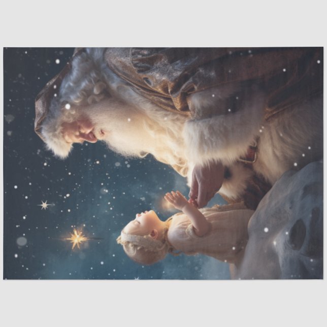 Dekoupage Santa erzählt Großkind über Jesus Seidenpapier (Vorderseite)