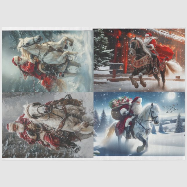 Dekoupage Santa Horse Galore Seidenpapier (Vorderseite)