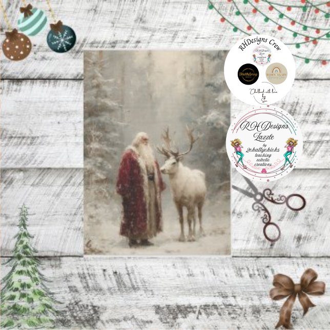 Dekoupage Santa Rudolph verzauberte Winterszene Seidenpapier (Von Creator hochgeladen)