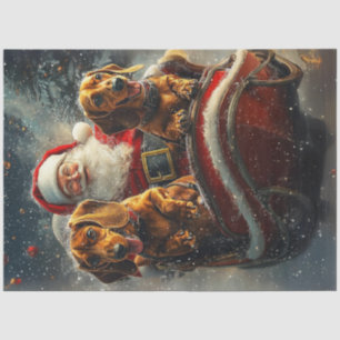 Dekoupage Santa und 2 Dackeln Sleigh Snowing Seidenpapier