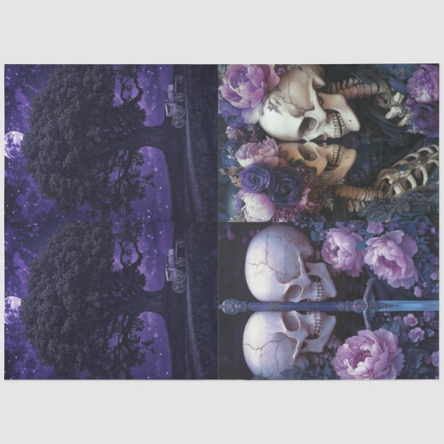Dekoupage Scrapbooking Gotische Lila Farbdesigns Seidenpapier (Vorderseite)