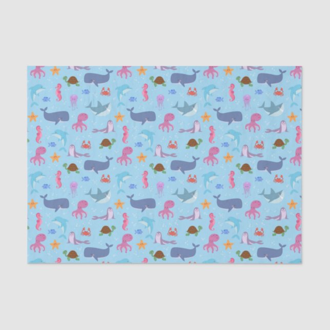 Dekoupage Sea Animals Geburtstagsparty Seidenpapier (Vorderseite)