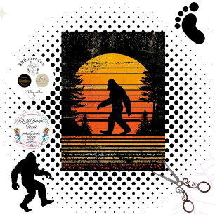 Dekoupage Sonnenuntergang Bigfoot-Silhouette beim Seidenpapier