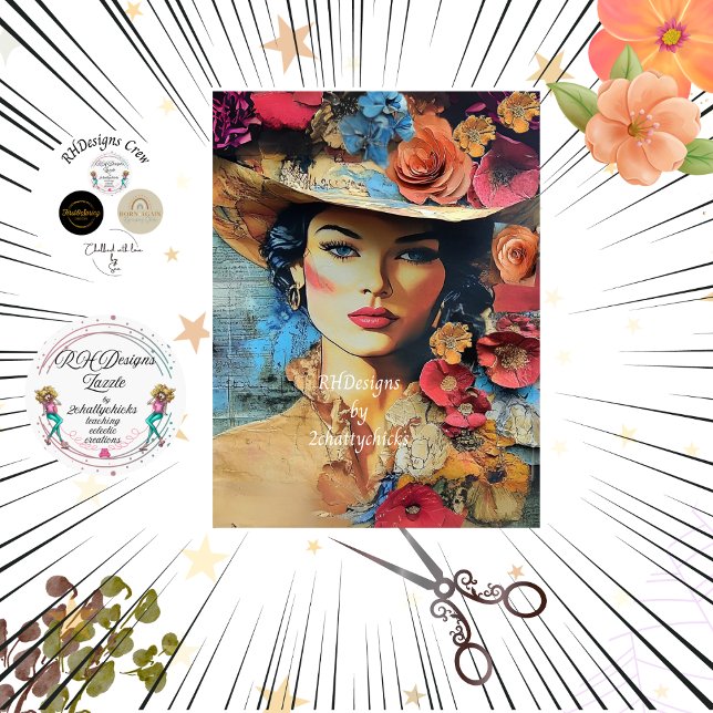 Dekoupage Sophisticed Lady Distressed Background Seidenpapier (Von Creator hochgeladen)