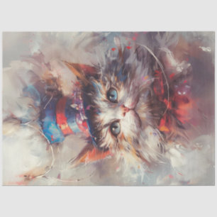 Dekoupage Stars & Strips Whiskers Cat USA Seidenpapier