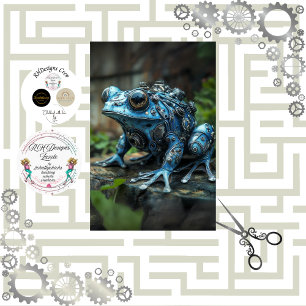 Dekoupage Steampunk Blue Frosch Tissue Paper Seidenpapier