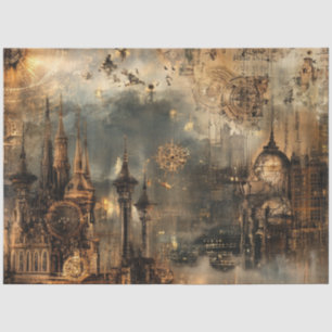 Dekoupage Steampunk City Architecture Design Seidenpapier