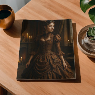 Dekoupage Steampunk viktorianische Dame in Braun Seidenpapier