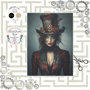 Dekoupage Steampunk viktorianische schöne Frau Seidenpapier