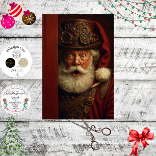 Dekoupage-Steampunk-Weihnachtsmann-Vorschau-Zahnrä Seidenpapier