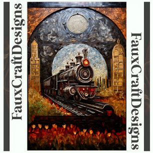 Dekoupage Steampunk Zug Lok Faux-Mosaik 039 Seidenpapier