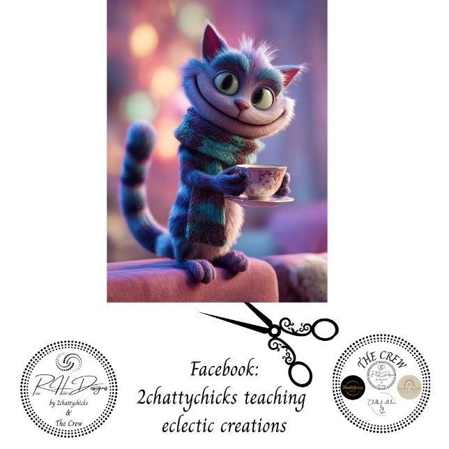 Dekoupage-Teekatze im skurrilen Wunderlandstil Seidenpapier (Von Creator hochgeladen)