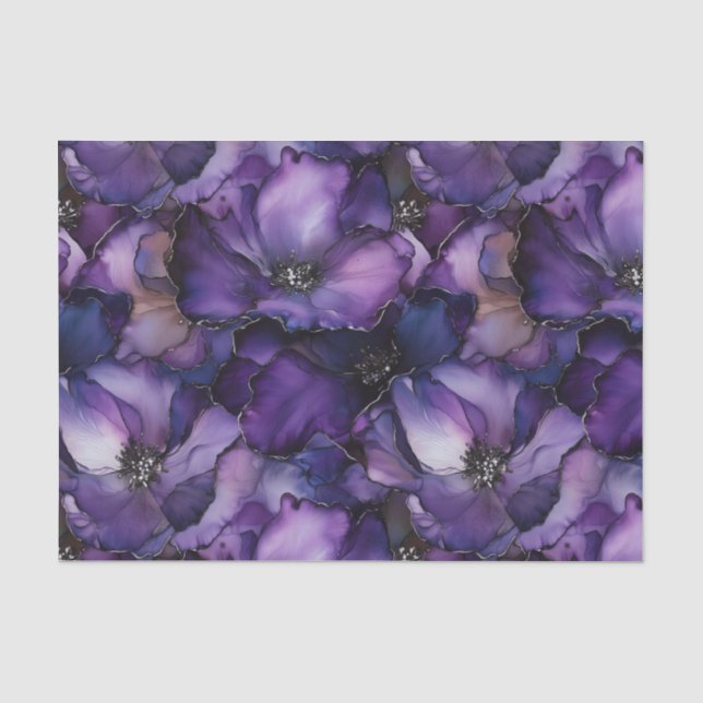 Dekoupage Tissue Paper der lila Tinten-Blume Seidenpapier (Vorderseite)