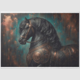 Dekoupage Tissue Paper "Friesian Ross in Armor" Seidenpapier
