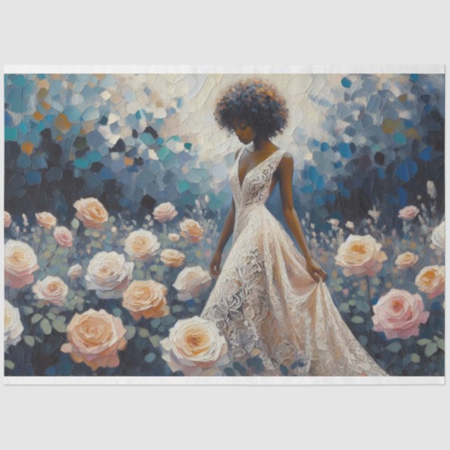 Dekoupage Tissue Paper Lady of Rose Design Seidenpapier (Vorderseite)