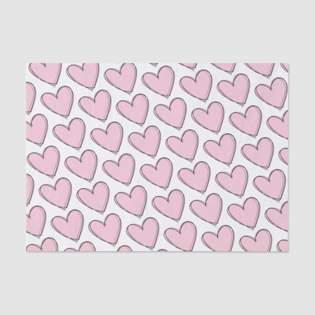 Dekoupage Tissue Paper - Rosa Herzen Seidenpapier (Vorderseite)