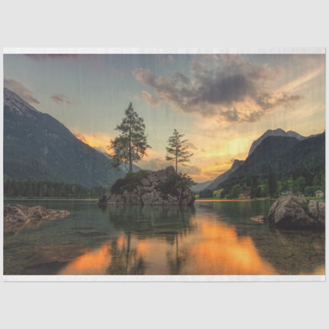Dekoupage Tissue Paper vom Sonnenuntergang des See Seidenpapier (Vorderseite)