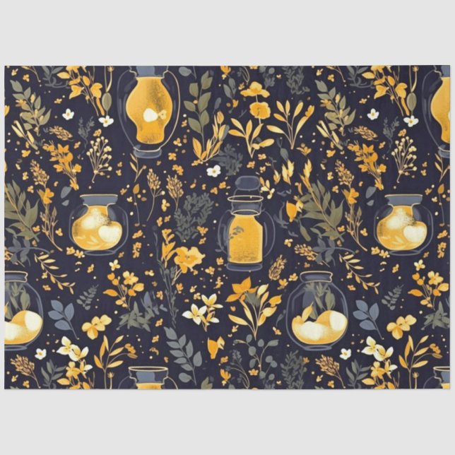 Dekoupage Tissue Paper Whimsical Pflanze Lanterns Seidenpapier (Vorderseite)