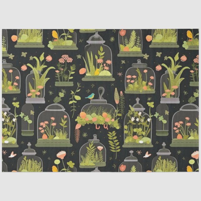 Dekoupage Tissue Terrarias Cloches Bell Jar Seidenpapier (Vorderseite)