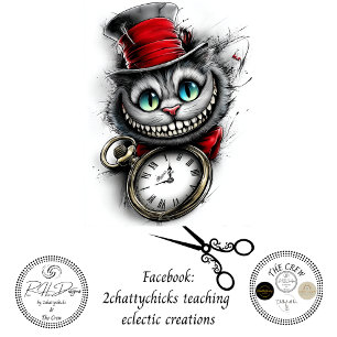 Dekoupage-Uhr Katzen-Taschenuhr Rote Mütze Seidenpapier