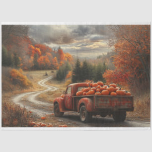 Dekoupage Vintag Orange Truck Herbstsaison Pumpen Seidenpapier