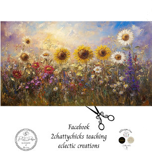 Dekoupage Vintag Sonnenblumen & Wildblumen Ölfarbe Seidenpapier