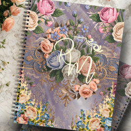 Dekoupage Vintage-Blumen-Monogramm-Schraubenblockn Notizbuch