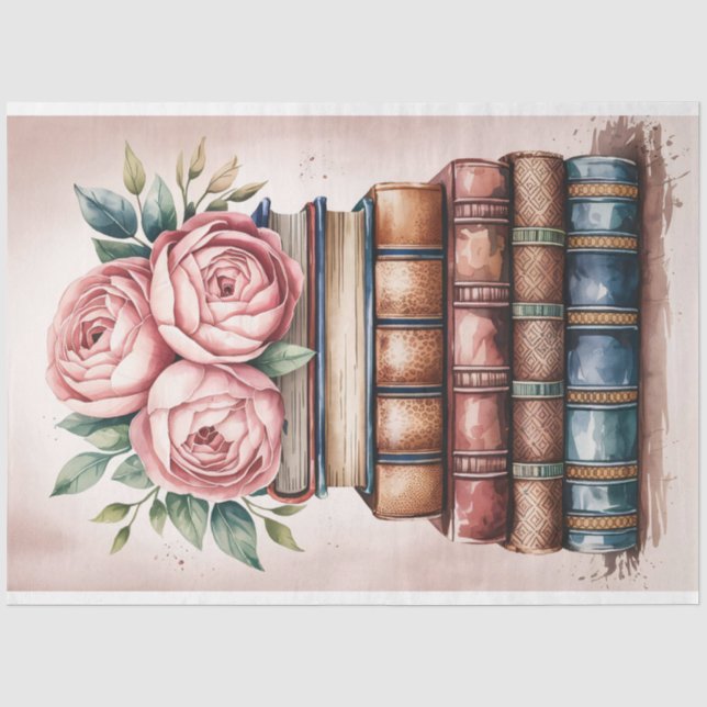Dekoupage von Aquarellbüchern und Rose Seidenpapier (Vorderseite)