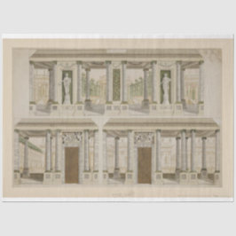 Dekoupage von Architekturkolumnen und Statuen Seidenpapier