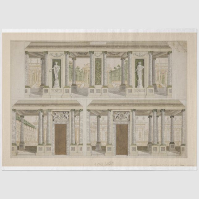 Dekoupage von Architekturkolumnen und Statuen Seidenpapier (Vorderseite)