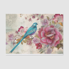 Dekoupage von Blue Bird farbenfrohe Blumengeschich Seidenpapier