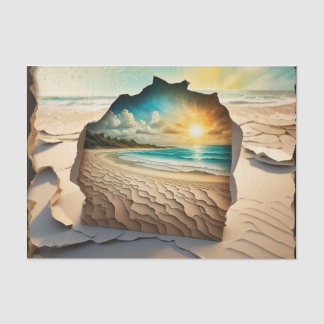 Dekoupage von Cracks Mail Art Beach Seidenpapier (Vorderseite)